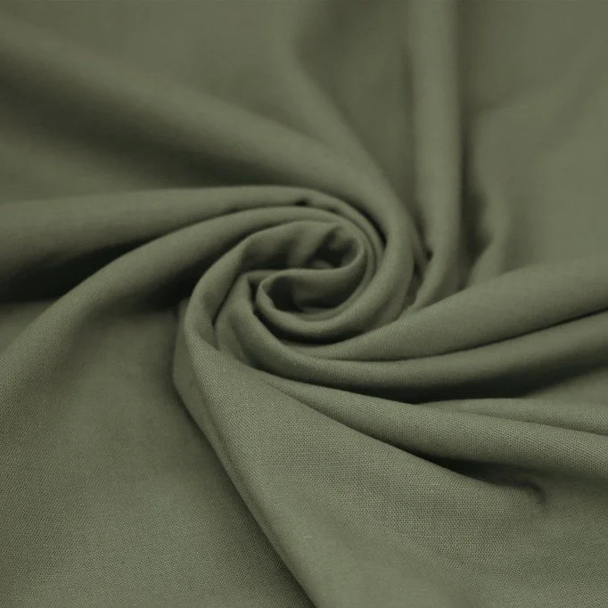 Tessuto Di lino Viscosa Slub Verde Militare - (Tessuti Moda)