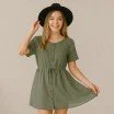 Tessuto Di lino Viscosa Slub Verde Militare - (Tessuti Moda)