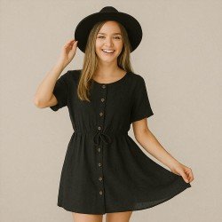 Tissu Lin Viscose Fil Flammé Noir
