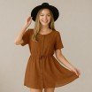 Leichte Leinen Viskose Slub Stoff Cognac - (Modestoffe)