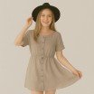 Tessuto Di lino Viscosa Slub Beige Scuro - (Tessuti Moda)