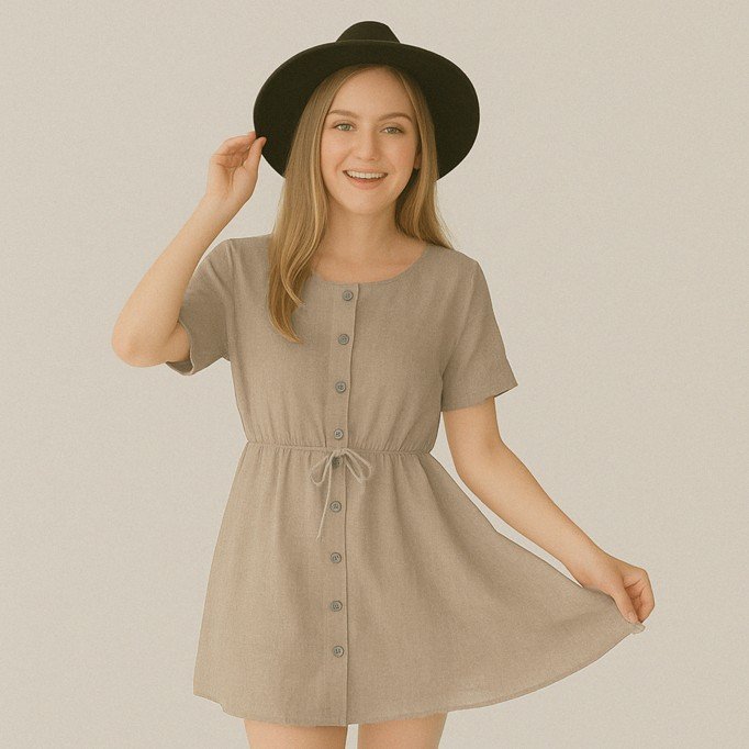 Tessuto Di lino Viscosa Slub Beige Scuro - (Tessuti Moda)