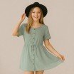 Tissu Lin Viscose Fil Flammé Vert Poussiéreux - (Tissus De Mode)