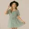 Tessuto Di lino Viscosa Slub Verde Polveroso - (Tessuti Moda)
