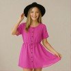 Lichtgewicht Linnen Viscose Slub Stof Fel Roze - (Modestoffen)