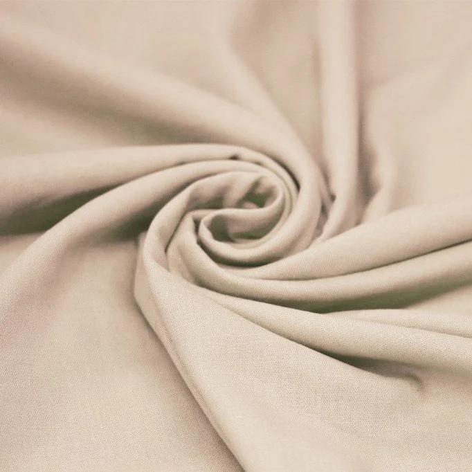 Leichte Leinen Viskose Slub Stoff Hellbeige - (Modestoffe)