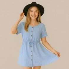 Tissu Lin Viscose Fil Flammé Bleu Clair