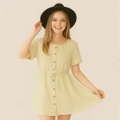 Tissu Lin Viscose Fil Flammé Jaune Clair