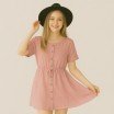 Lichtgewicht Linnen Viscose Slub Stof Nude Roze - (Modestoffen)