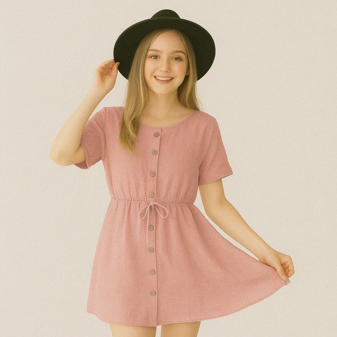 Lichtgewicht Linnen Viscose Slub Stof Nude Roze - (Modestoffen)
