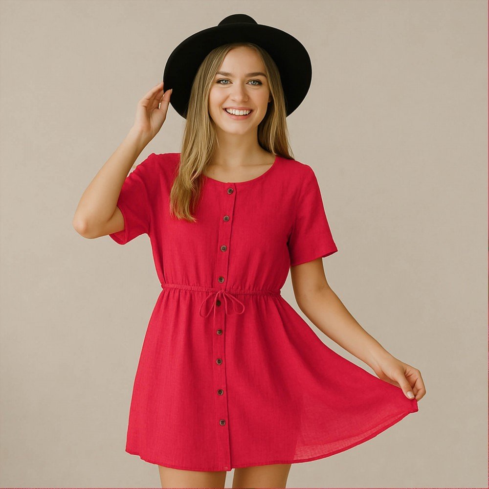 Lightweight Linen Viscose Slub Fabric Red