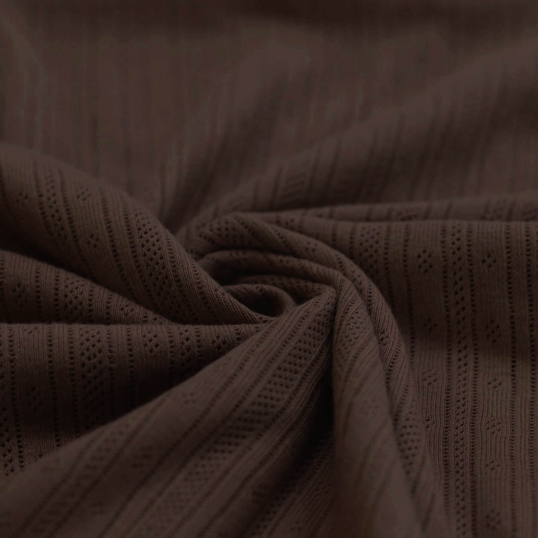Pointelle Jersey Stof (Strepen) Chocolade Bruin