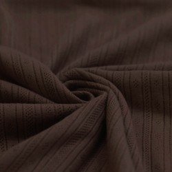 Pointoille Bomuldsjersey Stof (Striber) Chokolade Brun