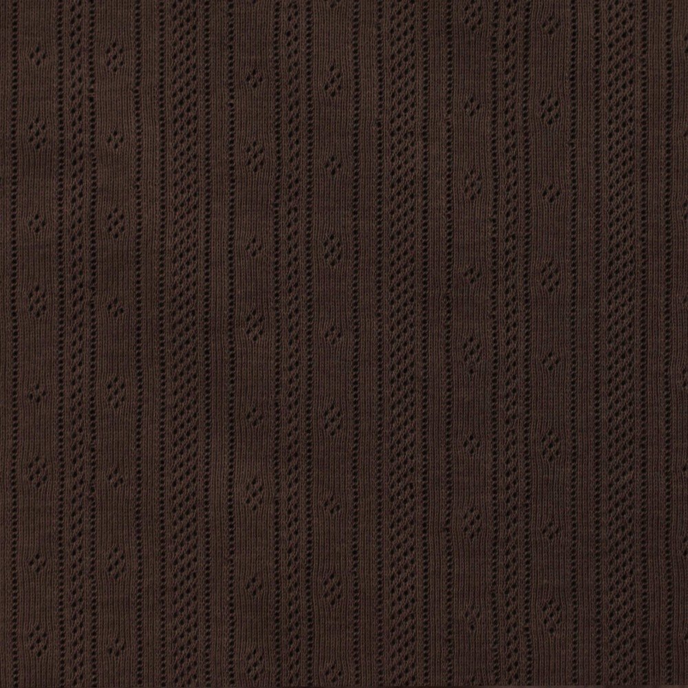 Pointoille Bomuldsjersey Stof (Striber) Chokolade Brun - (Jerseystoffer)
