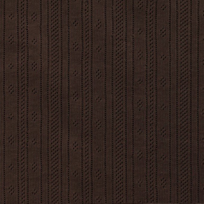 Pointelle Cotton Jersey Fabric (Stripes) Chocolate Brown - (Jersey Fabrics)