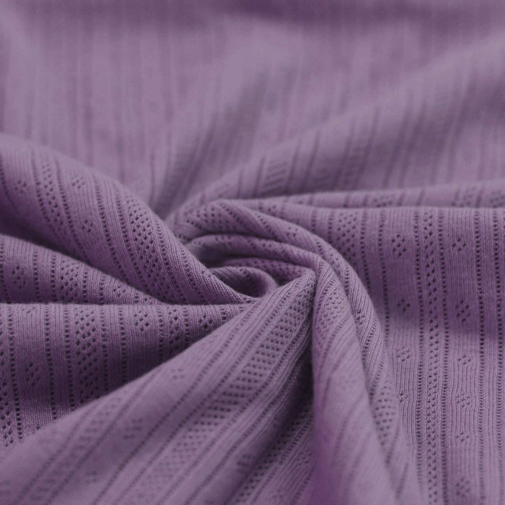 Pointoille Bomuldsjersey Stof (Striber) Dusty Lilla
