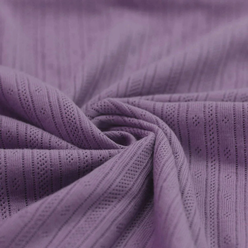 Pointelle Jersey Stof (Strepen) Dusty Paars