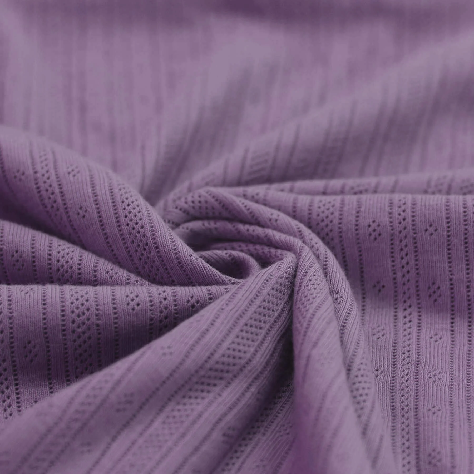Pointelle Jersey Stof (Strepen) Dusty Paars