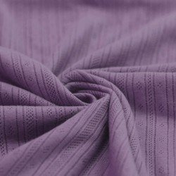 Pointelle Cotton Jersey Fabric (Stripes) Dusty Purple
