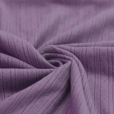 Pointelle Cotton Jersey Fabric (Stripes) Pastel Lilac - (Jersey Fabrics)
