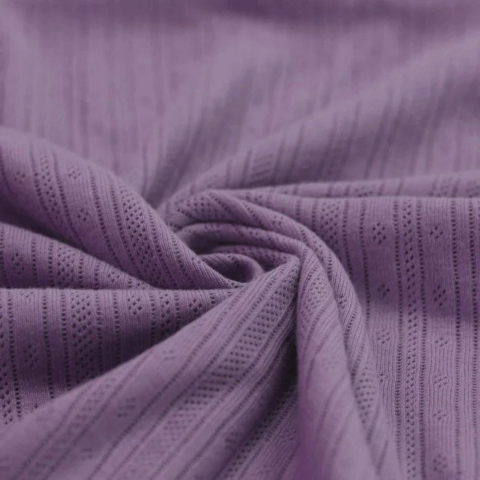 Pointoille Bomuldsjersey Stof (Striber) Dusty Lilla - (Jerseystoffer)