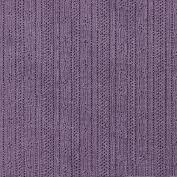 Pointoille Bomuldsjersey Stof (Striber) Dusty Lilla - (Jerseystoffer)