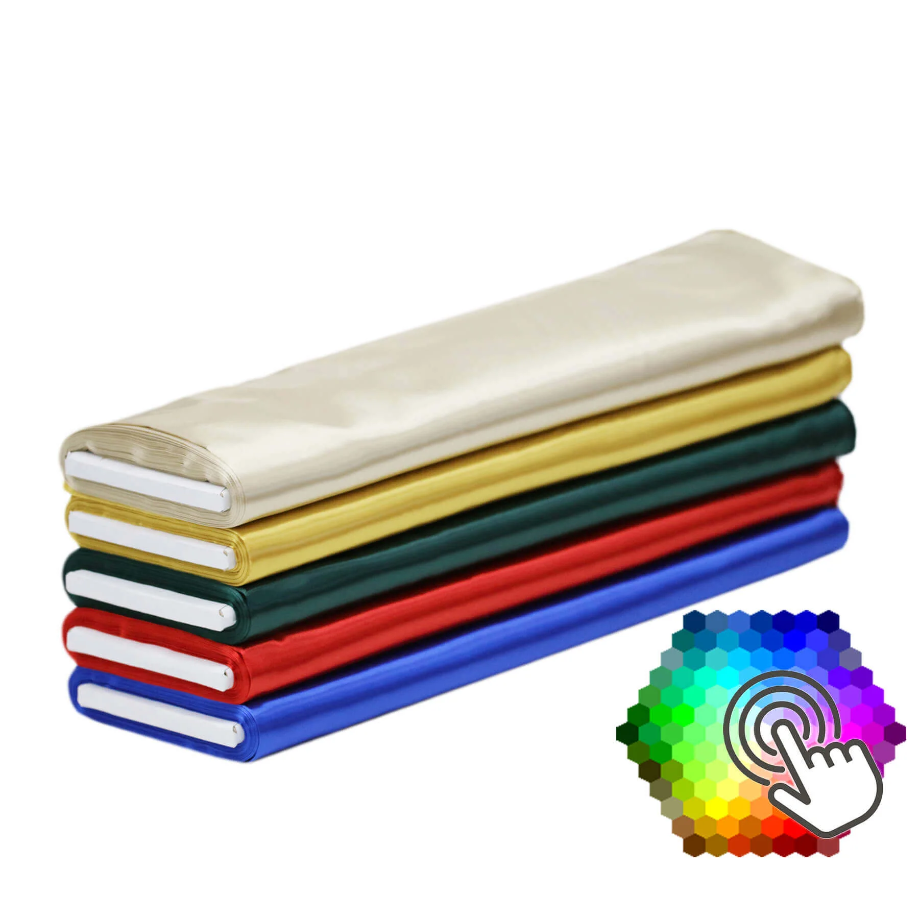Polyester Satijn Stof 5 Kleuren 15 Meter Pakket