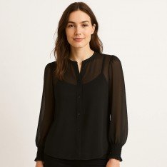 Tkanina Szyfonowa Czarny