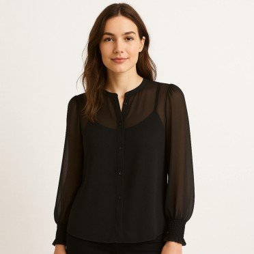 Chiffon Stof Zwart - (Chiffon Stoffen )