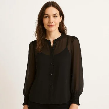 Tessuto Chiffon Nero  - (Tessuti Chiffon)