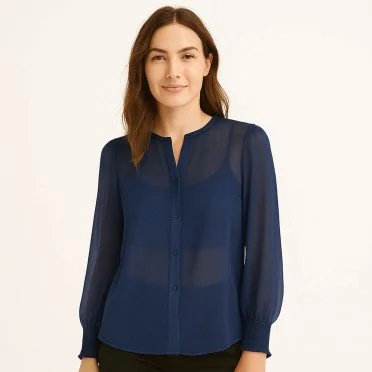Chiffon Stof Navy Blå  - (Chiffon Stof)
