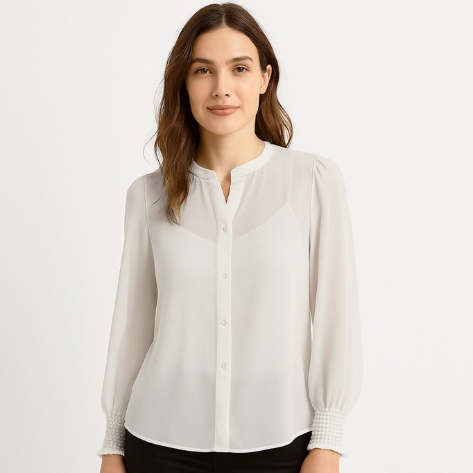 Chiffon Stof Ecru - (Chiffon Stoffen )
