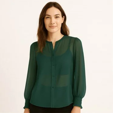 Chiffon Stof Donker Groen - (Chiffon Stoffen )