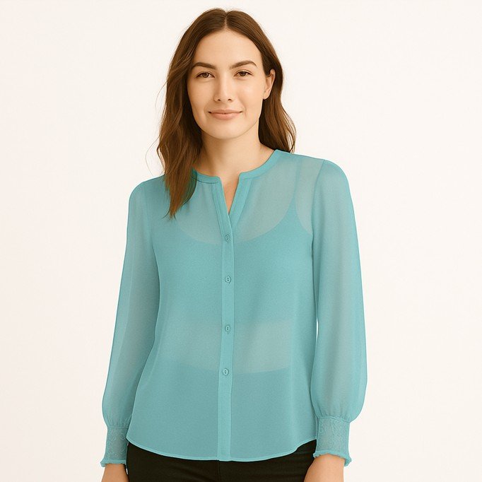 Chiffon Stoff Meer Grün - (Chiffon Stoffe)