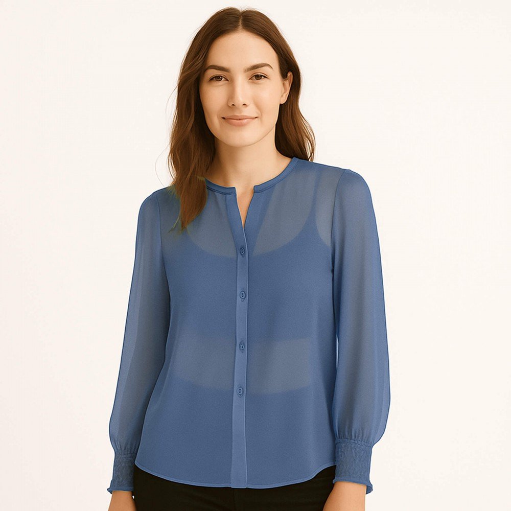 Chiffon Stof Donker Jeans - (Chiffon Stoffen )