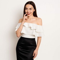 Deluxe Stretch Satin Stoff Schwarz