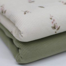 Rippstrick Jersey Stoff - Rosa Klassische Blume