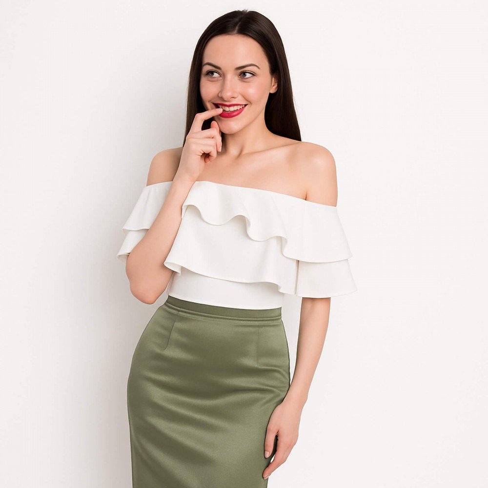 Deluxe Stretch Satin Stoff Olive - (Modestoffe)