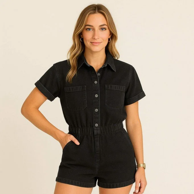Tessuto Jeans Di Cotone Elasticizzato 10-OZ Nero - (Tessuti Jeans Di Cotone)
