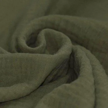 Tissu Double Gaze De Coton Armée Verte - (Tissus Deco)