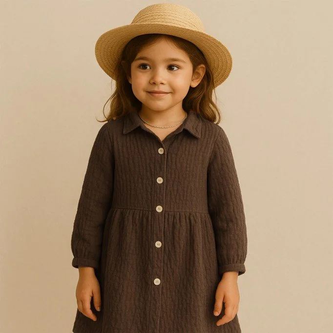 Baby Musselin Stof Chokolade Brun - (Dekorationsstoffer)