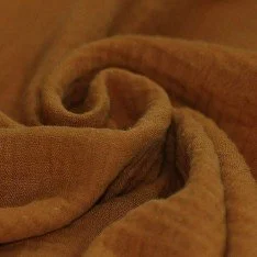 Tessuto Doppia Garza Di Cotone Cognac