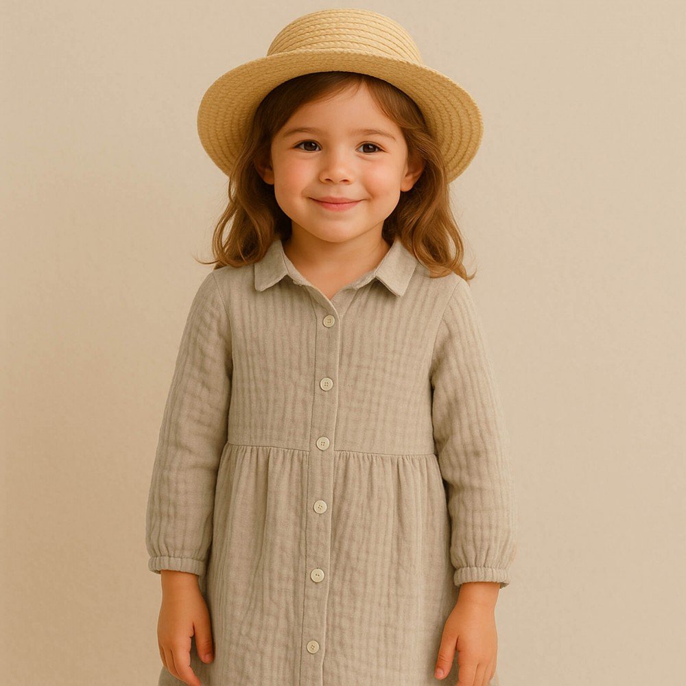 Baby Musselin Stof Mørk Beige