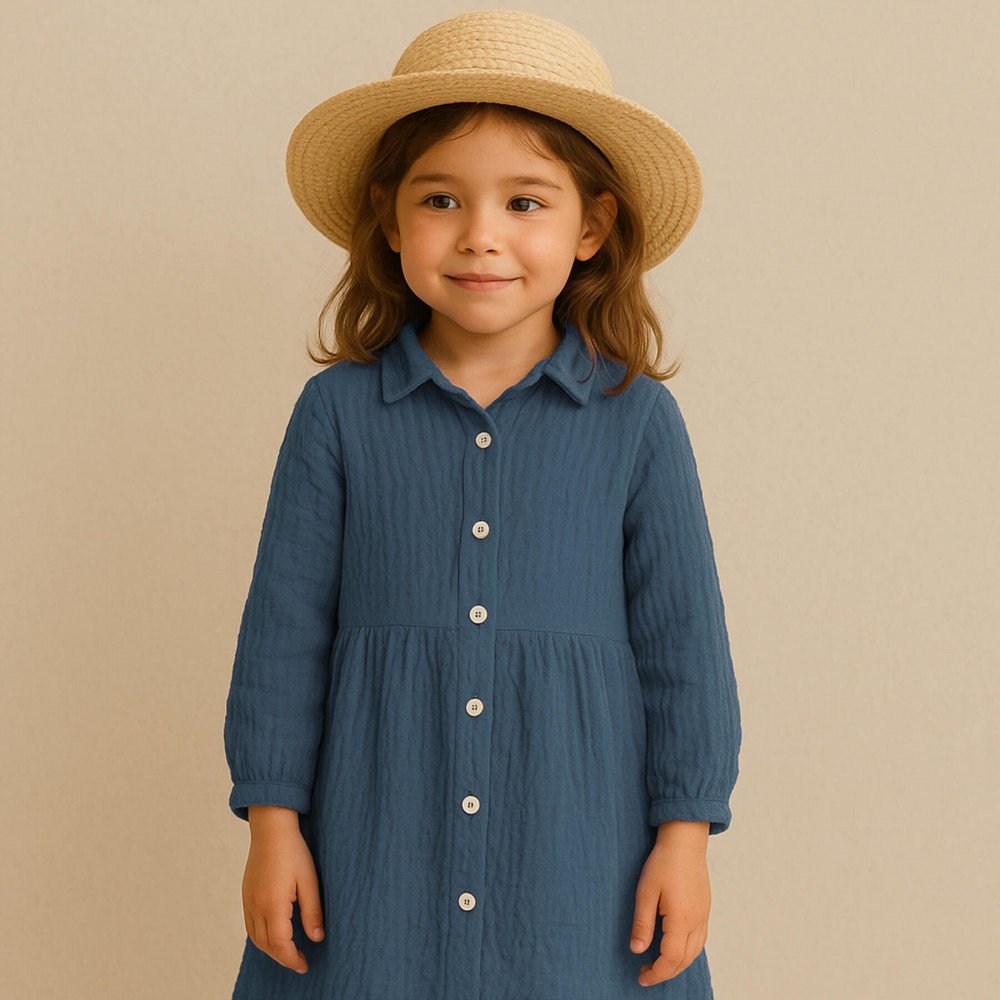 Baby Musselin Stof Mørk Jeans