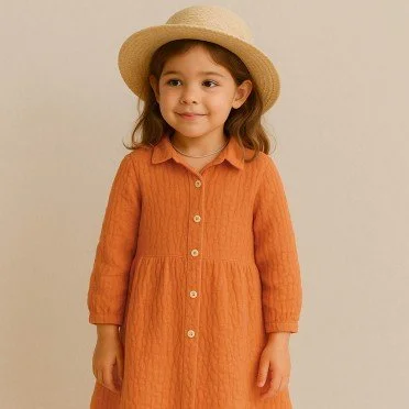 Tissu Double Gaze De Coton Orange Poussiéreux - (Tissus Deco)