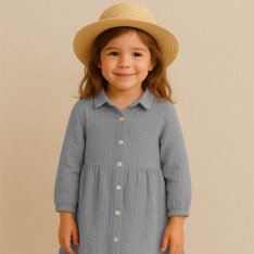 Tessuto Doppia Garza Di Cotone Grigio