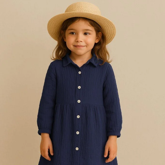 Baby Musselin Stof Navy - (Dekorationsstoffer)
