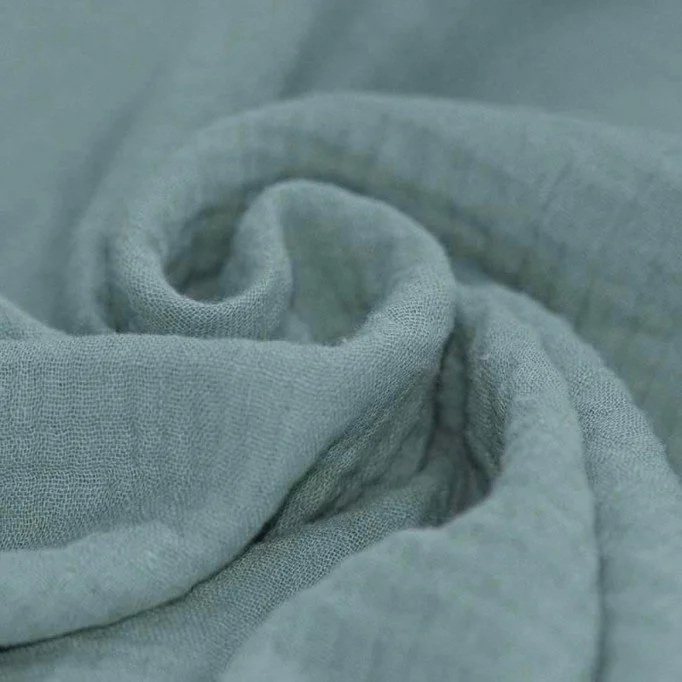 Tissu Double Gaze De Coton Vieux Vert - (Tissu Double Gaze De Coton)