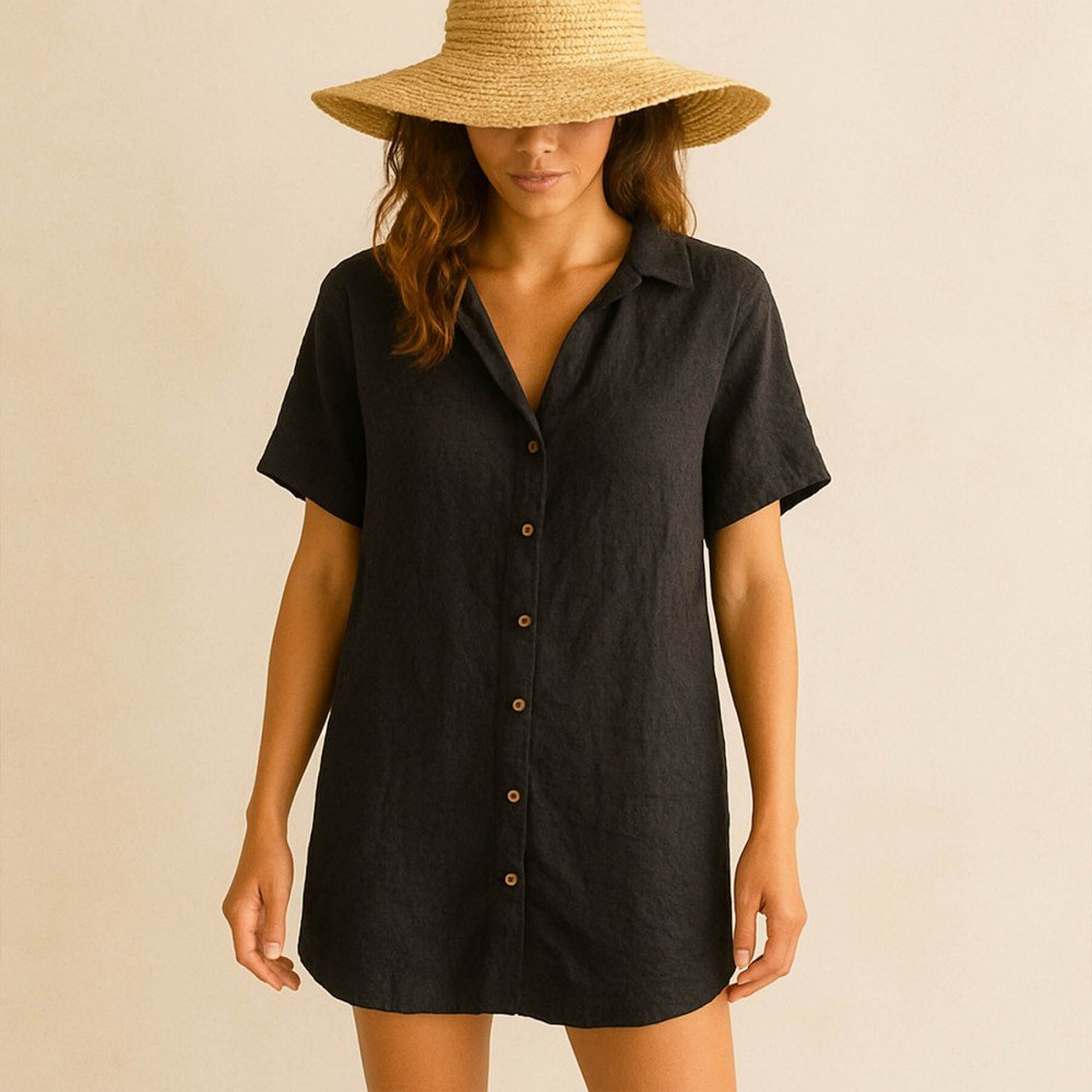 Fine Linen Fabric (Stone Washed) Black Fine Linen Fabric (Stone Washed) Black - (Deco Fabrics)