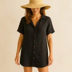 Tissu De Lin Fin (Stone Washed) Noir